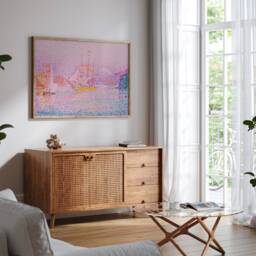 Harbour At Marseilles Poster, Pink Seaside Canvas, Pastel French Art Print, Mediterranean Wall Decor, Sea Port Printable, Riviera Painting - thumbnail 2
