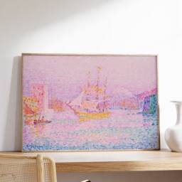 Harbour At Marseilles Poster, Pink Seaside Canvas, Pastel French Art Print, Mediterranean Wall Decor, Sea Port Printable, Riviera Painting - thumbnail 3