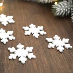 10 White Wooden Snowflakes For Christmas Decoration, 36mm - thumbnail 2