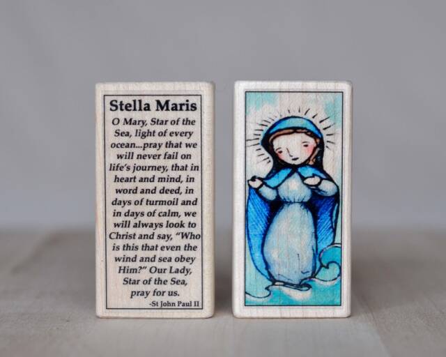 Our Lady Star Of The Sea Patron Saint Block With Gift Bag // Stella Maris Catholic Toys By Almondrod - image 1