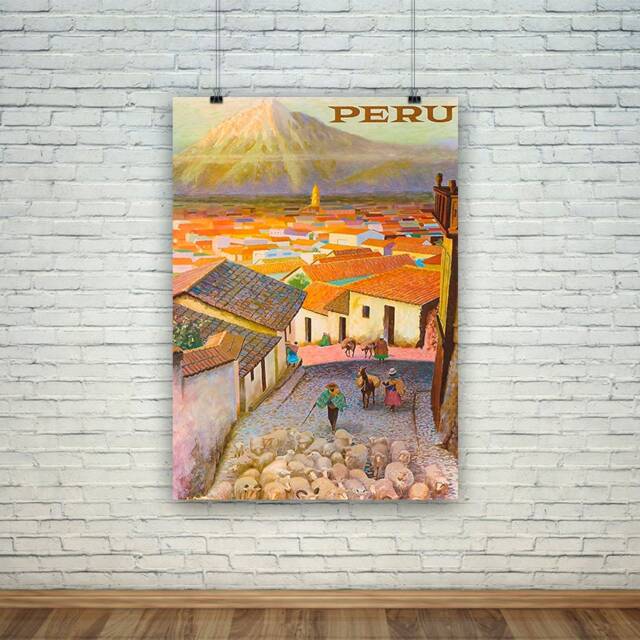 Peru Print Vintage South American Travel Poster - image 1