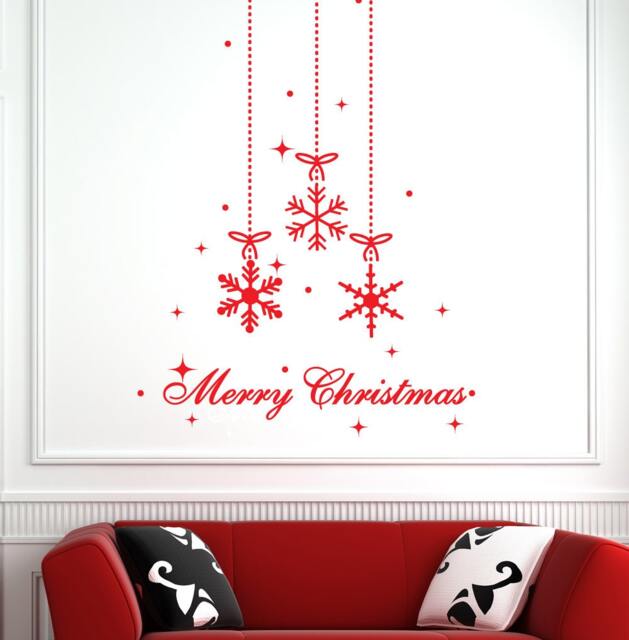 Snowflakes Decal Holiday Wall Decals For Walls Christmas Stickers Stick On Wall Art Decalisland - Snow Flakes & Quote - image 1