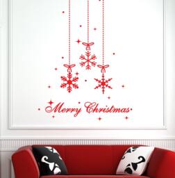 Snowflakes Decal Holiday Wall Decals For Walls Christmas Stickers Stick On Wall Art Decalisland - Snow Flakes & Quote - thumbnail 1