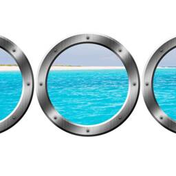 Beach Wall Decal Cruise Ship Porthole Windows Mural Stickers - Peel & Stick Window 3D Ocean Art - Vwaq Spw24 - thumbnail 4