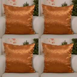 Set Of 4 Floral Orange Pillow Covers Filled - 16x16 - thumbnail 4