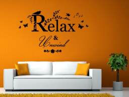 Relax & Unwind Flowers Birds Tree Branch Quote Wall Window Vehicle Sticker Decal Vinyl Fathead Mural Decor L2064 - thumbnail 1