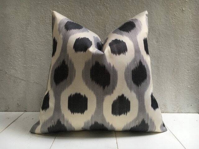 Handwoven Silk Ikat Pillow Cover, Modern Accent Cushion - 20x20 - image 1