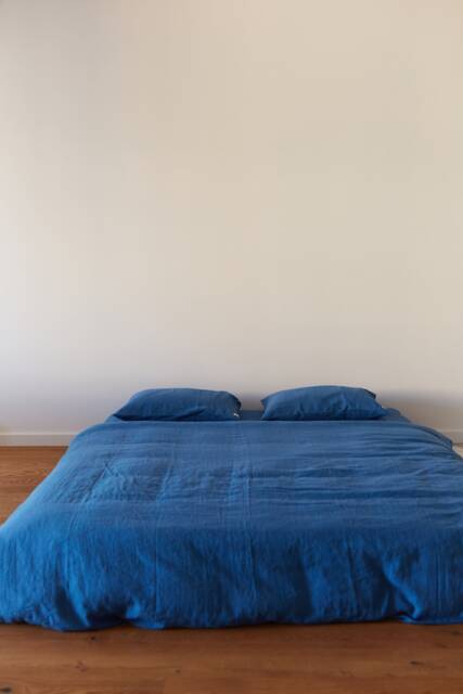Blue Linen Bedding Set, Duvet Cover European Flax Bedding, Stonewashed Bed Queen King Twin Anniversary - image 1