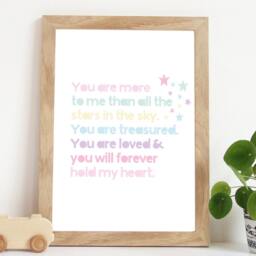 Girls Nursery Prints, Pastel Colours, Bedroom Decor, You Are Loved Print, Wall Art, Loved, Kids - thumbnail 1