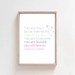 Girls Nursery Prints, Pastel Colours, Bedroom Decor, You Are Loved Print, Wall Art, Loved, Kids - thumbnail 2