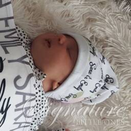 Personalized Baby Blanket, Hat, Name Swaddle Receiving Shower Gift, Birth Announcement Hat - thumbnail 2