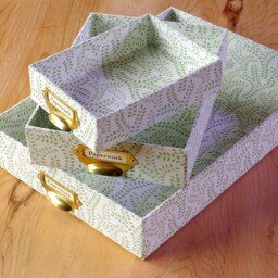 Handmade Paperwork Storage Trays Yarton Moss Design, Set Of 3 - thumbnail 3