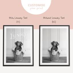 Black & White Print Chocolate Brown Labrador Retriever Dog in A Laundry Basket Print, Funny Bathroom Pet Dog Room Decor - thumbnail 2