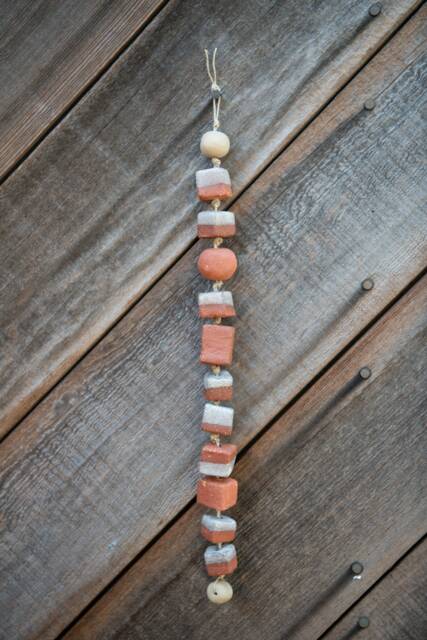 Mojave Blocks Wall Art Beach Handcrafted Hanging Wind Chime Natural Clay Boho Style Desert Pottery Glazed Ceramic Twine - image 1
