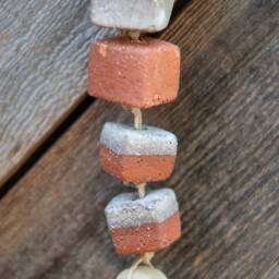 Mojave Blocks Wall Art Beach Handcrafted Hanging Wind Chime Natural Clay Boho Style Desert Pottery Glazed Ceramic Twine - thumbnail 2