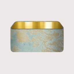 Duck Egg Blue Gold Foil Marbled Velvet Brushed Rounded Rectangle Lampshade - thumbnail 4