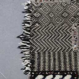 Vintage Geometric Berber Rug Black & White Moroccan Carpet - 6, 5x3, 6 Ft - thumbnail 4