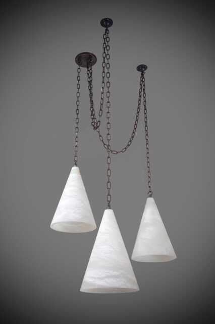 Triple Cluster Alabaster Cone Pendant Lights 30cm/12Inch - image 1