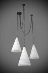Triple Cluster Alabaster Cone Pendant Lights 30cm/12Inch