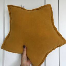 Mustard Muslin Star Pillow Kids Room Decor - thumbnail 3
