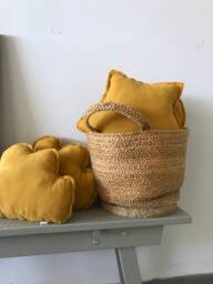 Mustard Muslin Star Pillow Kids Room Decor - thumbnail 1