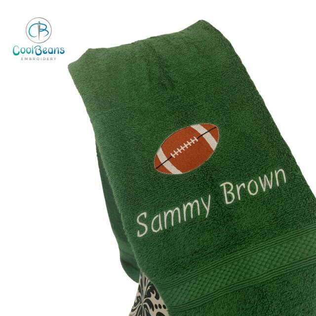 Rugby/American Football Towel - Personalised Face Cloth Hand Bath = Embroidered - image 1