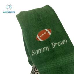 Rugby/American Football Towel - Personalised Face Cloth Hand Bath = Embroidered