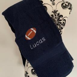 Rugby/American Football Towel - Personalised Face Cloth Hand Bath = Embroidered - thumbnail 2
