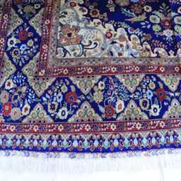 Hand-Knotted Wool Afghan Rug 9.5x6.7 Ft, Navy Blue Medallion Tabriz Design - thumbnail 3