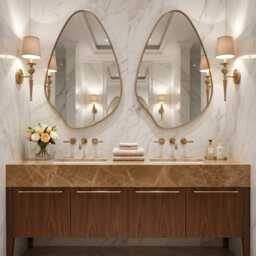 Asymmetrical Brass Mirror - Irregular Gold Wall Mirror, Custom Size Mirrors - thumbnail 3