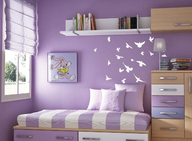 "Flock Of Birds Flying Angry Pigeon Wall Nursery Decal Highly Detailed 1169 34"" Wide X 28" - image 1