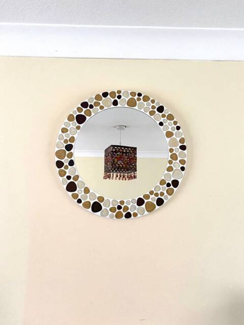 Seashore Pebble Mosaic Round Mirror - image 1