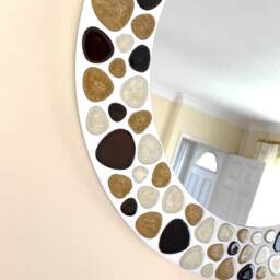 Seashore Pebble Mosaic Round Mirror - thumbnail 3