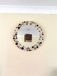 Seashore Pebble Mosaic Round Mirror - thumbnail 1