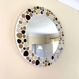 Seashore Pebble Mosaic Round Mirror - thumbnail 4