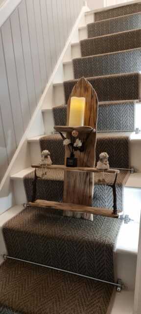 Large Handmade Solid Oak & Real Roe Deer Antler Shelf . Candles Etc Not Included - image 1