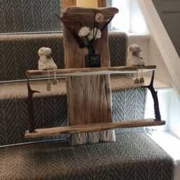 Large Handmade Solid Oak & Real Roe Deer Antler Shelf . Candles Etc Not Included - thumbnail 2