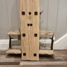 Large Handmade Solid Oak & Real Roe Deer Antler Shelf . Candles Etc Not Included - thumbnail 4
