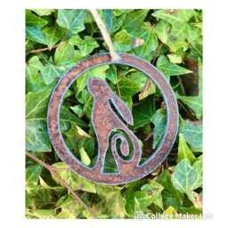 Celtic Hare Rustic Christmas Tree Ornament Moon Gazing Pagan Rusty Rabbit Hanger Druid Decoration Witchcraft Mythology 10cm, 20cm - thumbnail 3