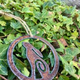 Celtic Hare Rustic Christmas Tree Ornament Moon Gazing Pagan Rusty Rabbit Hanger Druid Decoration Witchcraft Mythology 10cm, 20cm - thumbnail 2