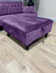 Purple Velvet Storage Ottoman Square Footstool Pouffe, Handmade in UK - thumbnail 1