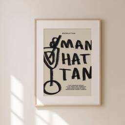 Manhattan Print, Classic Cocktail Retro Wall Art, Kitchen Prints, Aesthetic Decor, Gallery Wall, Home Inspo, Unframed - thumbnail 2