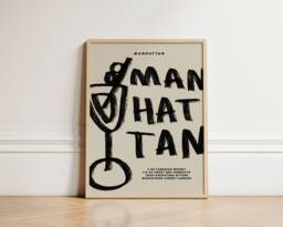 Manhattan Print, Classic Cocktail Retro Wall Art, Kitchen Prints, Aesthetic Decor, Gallery Wall, Home Inspo, Unframed - thumbnail 1