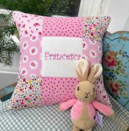 Sugar Plum Name Cushion - Personalised Pink Fairy Pillow Nursery Decor Personalized