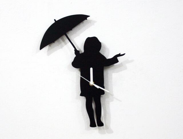 Girl Winter Walk -Silhouette - Wall Clock - image 1