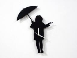 Girl Winter Walk -Silhouette - Wall Clock