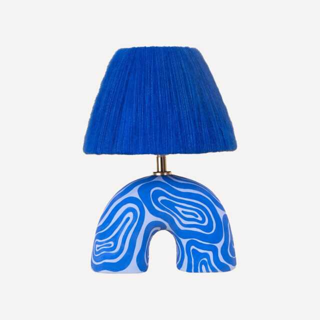 Handmade Blue Swirl Table Lamp Funky Designer Lighting - image 1