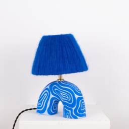 Handmade Blue Swirl Table Lamp Funky Designer Lighting - thumbnail 3