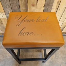 Custom Laser Engraved Genuine Leather Bar Stool/Counter - Made in The UK Wedding House Warming Gift Worldwide Shipping Fp