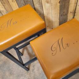 Custom Laser Engraved Genuine Leather Bar Stool/Counter - Made in The UK Wedding House Warming Gift Worldwide Shipping Fp - thumbnail 3